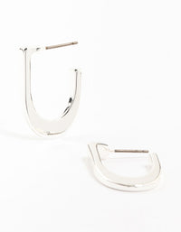 Angled Silver Classic Hoop Earrings - link has visual effect only
