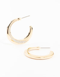 Gold Glitter Splice Hoop Earrings - link has visual effect only