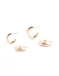Chubby Rose Gold Hoop Earrings 2-Pack - link has visual effect only
