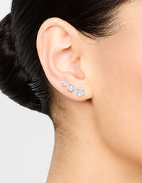 Gold Graduating Diamante Stud Earrings 3-Pack - link has visual effect only