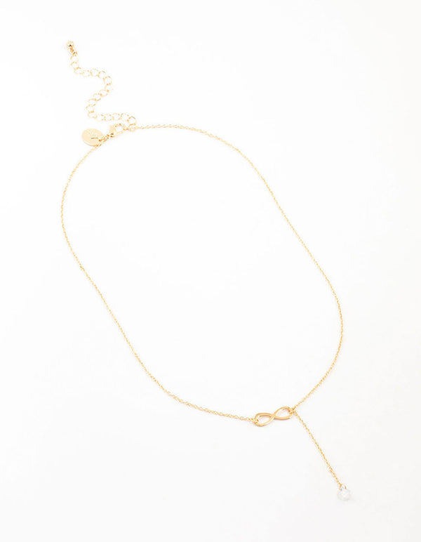 Gold Infinity Diamante Y-Necklace