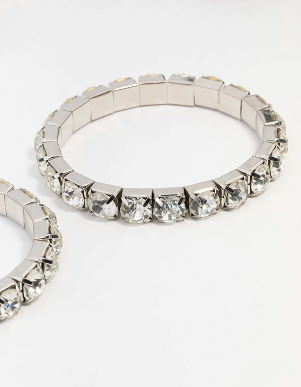 Silver Diamante Stretch Bracelet 2-Pack