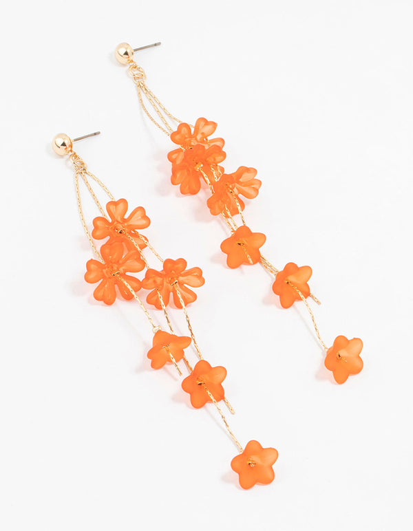 9ct Yellow Gold Malachite Petal Drop Earrings