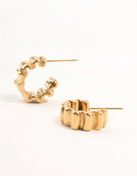 Gold Plated Surgical Steel Squiggle Hoop Earrings - link has visual effect only