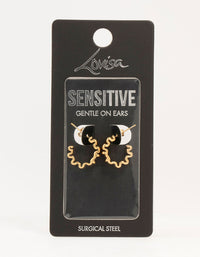 Gold Plated Surgical Steel Squiggle Hoop Earrings - link has visual effect only