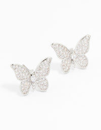 Silver Cubic Zirconia Butterfly Stud Earrings - link has visual effect only