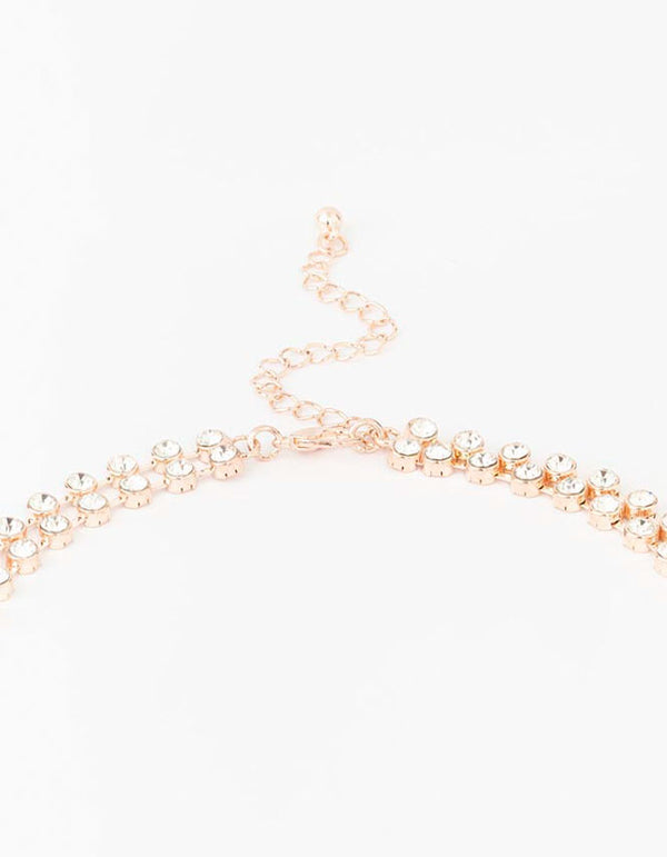 Rose Gold Diamante Lariat Necklace