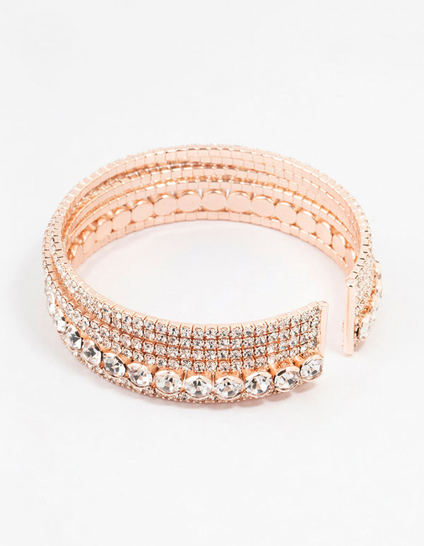 Rose Gold Diamante Layered Bracelet
