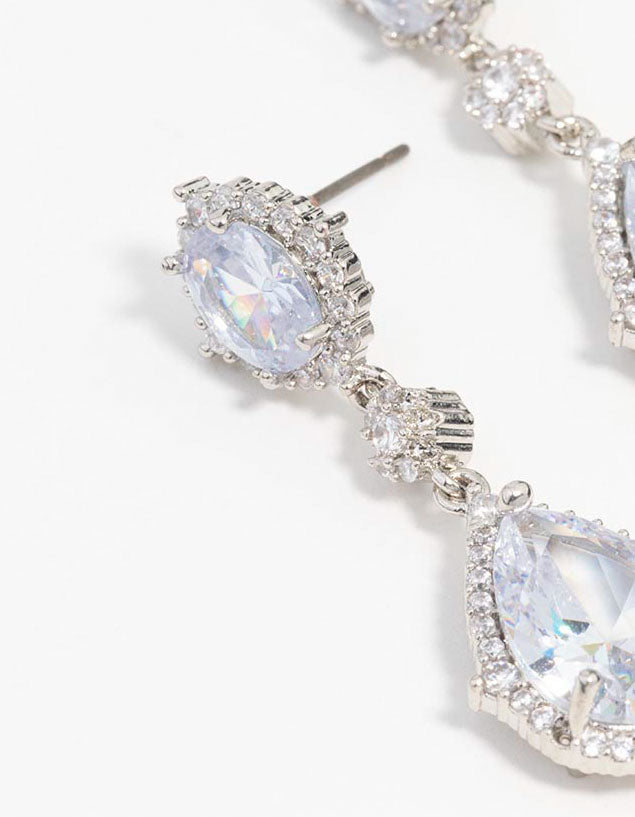 Silver Cubic Zirconia Multiple Drop Earrings