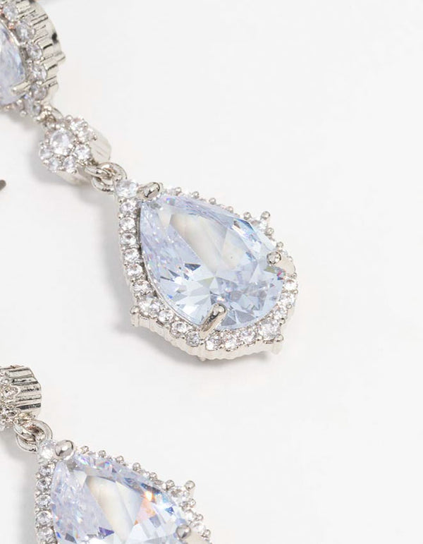Silver Cubic Zirconia Multiple Drop Earrings