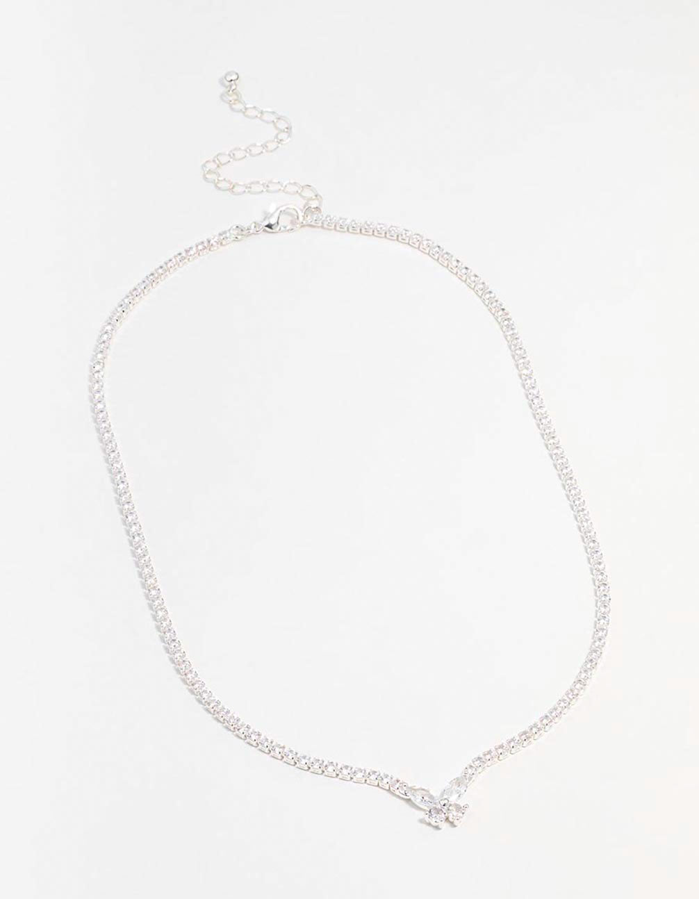 Silver Cubic Zirconia Butterfly Necklace