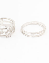 Silver Cubic Zirconia Small Butterfly Rings 3-Pack - link has visual effect only