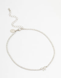 Silver Cubic Zirconia Round Stone & Bow Necklace - link has visual effect only