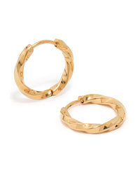 Waterproof Gold Plated Stainless Steel Twisted Hoop Earrings - link has visual effect only