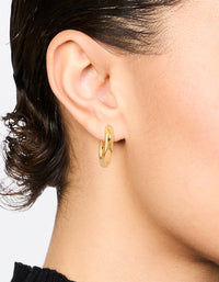 Waterproof Gold Plated Stainless Steel Thick Clicker Hoop Earrings 22 MM - link has visual effect only