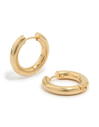 Waterproof Gold Plated Stainless Steel Thick Clicker Hoop Earrings 22 MM - link has visual effect only