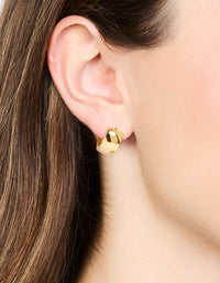 Waterproof Gold Plated Stainless Steel Wide Round Huggie Earrings - link has visual effect only