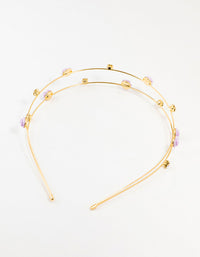 Gold Diamante Velvet Flower Multi Row Headband - link has visual effect only