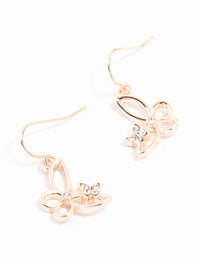 Rose Gold Diamante Butterfly Cut Out Drop Earrings - link has visual effect only