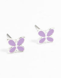 Silver Purple Butterfly Stud Earrings - link has visual effect only
