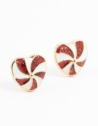 Gold Epoxy Spiral Heart Stud Earrings - link has visual effect only