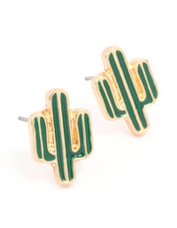 Gold Epoxy Cactus Stud Earrings - link has visual effect only