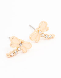 Gold Diamante Dragonfly Stud Earrings - link has visual effect only