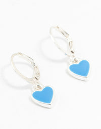 Silver Drop Heart Huggie Earrings - link has visual effect only