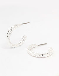 Silver Twisted Huggie Earrings - link has visual effect only