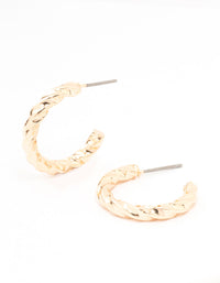 Gold Twisted Huggie Earrings - link has visual effect only