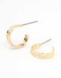 Gild Zig Zagged Etched Huggie Earrings - link has visual effect only