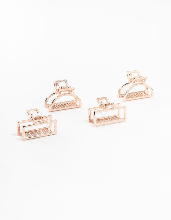 Rose Gold Mixed shape Mini Claw Clips 4-Pack