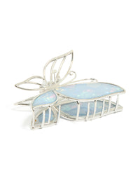 Silver Blue Butterfly Acrylic Claw Clip - link has visual effect only