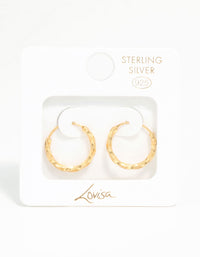 Gold Plated Sterling Silver Twisted Hoop Earrings 15MM - link has visual effect only