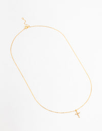 Gold Plated Sterling Silver Cubic Zirconia Cross Necklace - link has visual effect only
