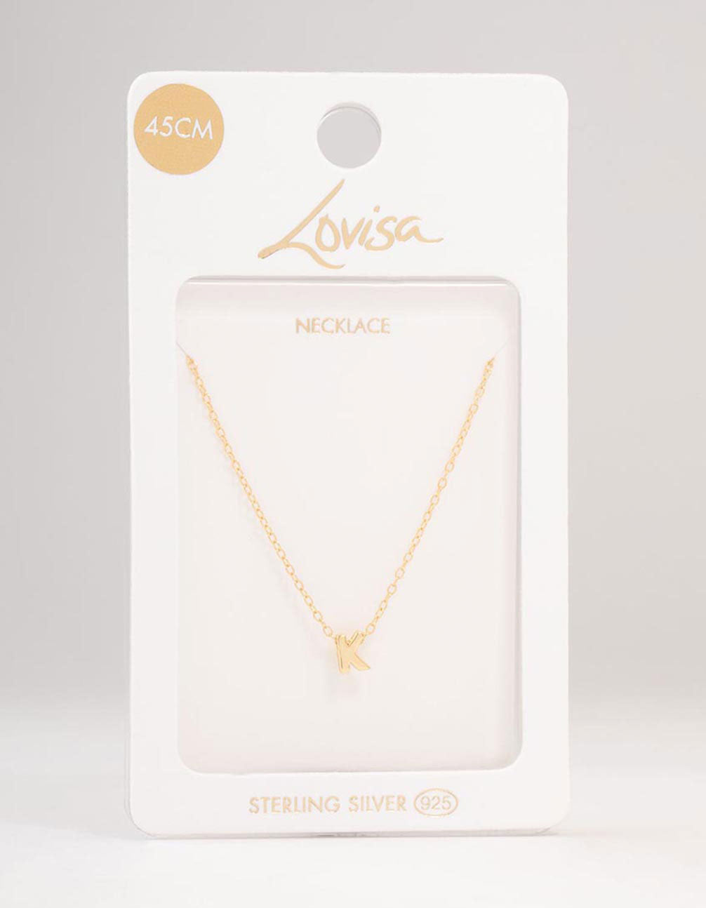 Gold Plated Sterling Silver Initial K Necklace