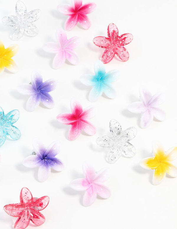 Mini Frangipani Flower Hair Clips 10-Pack