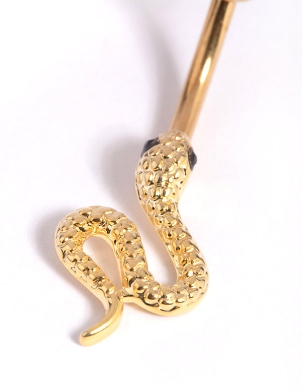 Gold Plated Titanium Textured Snake Belly Bar