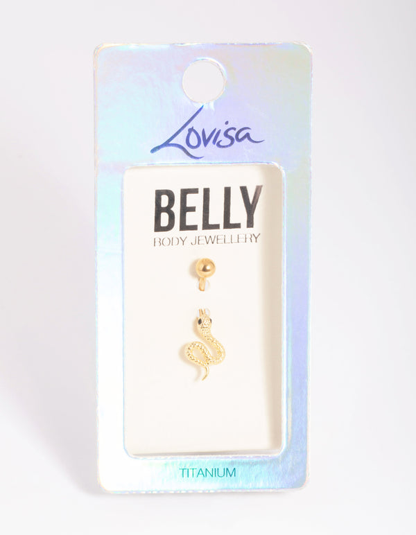 Gold Plated Titanium Textured Snake Belly Bar