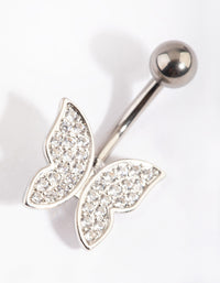 Titanium Pave Butterfly  Belly Ring - link has visual effect only