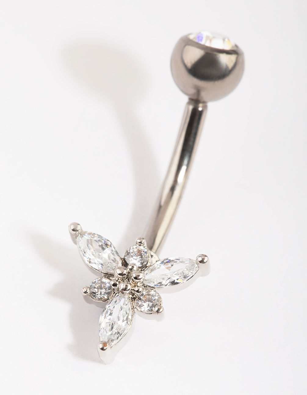 Titanium Elegant Diamante Belly Ring
