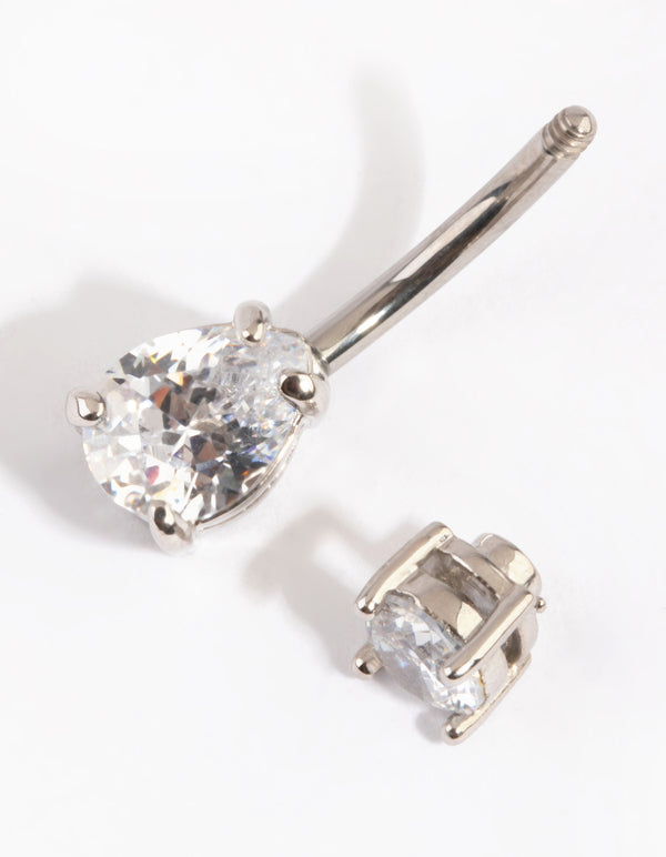 Titanium Medium Circular Pear Belly Ring