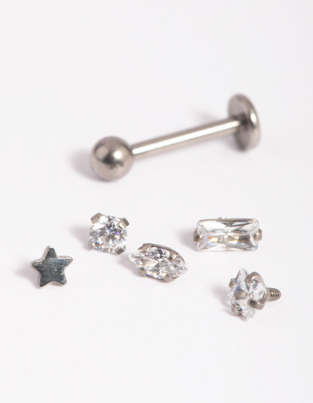 Titanium Cubic Zirconia Flat Backs 6-Pack