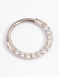 Titanium Cubic Zirconia Clicker Ring 7mm - link has visual effect only