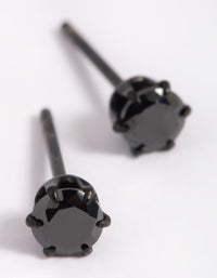 Black Coated Surgical Steel Diamante Stud Earrings 4MM - link has visual effect only