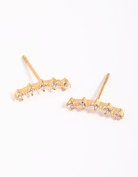 Gold Plated Surgical Steel Cubic Zirconia Crawler Stud Earrings - link has visual effect only