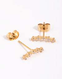 Gold Plated Surgical Steel Cubic Zirconia Crawler Stud Earrings - link has visual effect only