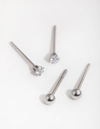 Surgical Steel Crystal & Ball Stud Earrings 2-Pack - link has visual effect only