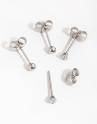 Surgical Steel Crystal & Ball Stud Earrings 2-Pack - link has visual effect only