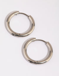 Surgical Steel Medium Polished Huggie Hoop Earrings - link has visual effect only